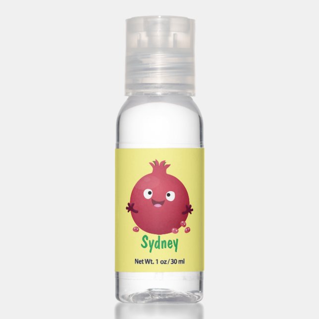Cute happy pomegranate fruit cartoon hand sanitizer (Front)