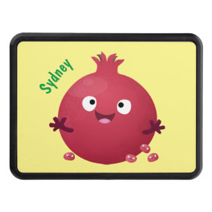 Cute happy pomegranate fruit cartoon hitch cover