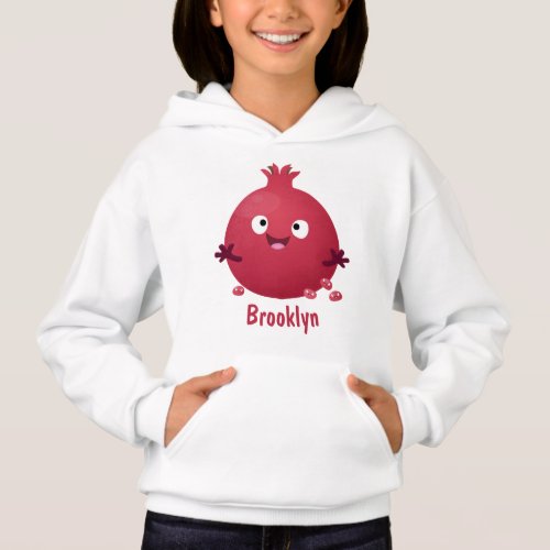 Cute happy pomegranate fruit cartoon hoodie