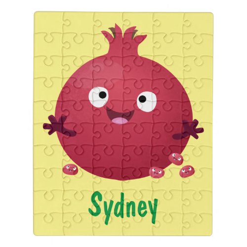 Cute happy pomegranate fruit cartoon jigsaw puzzle