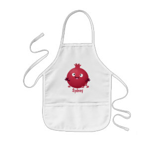 Cute happy pomegranate fruit cartoon kids' apron