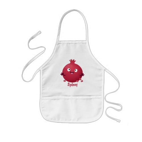 Cute happy pomegranate fruit cartoon kids apron