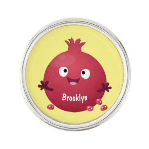 Cute happy pomegranate fruit cartoon lapel pin