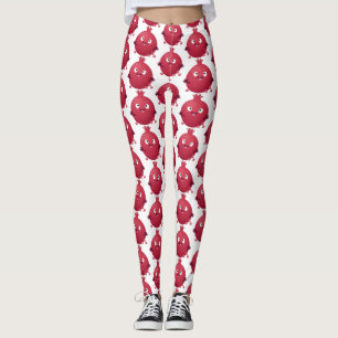 Cute happy pomegranate fruit cartoon leggings