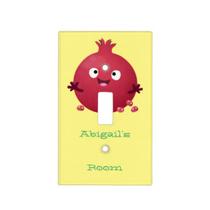 Cute happy pomegranate fruit cartoon light switch cover