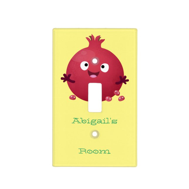 Cute happy pomegranate fruit cartoon light switch cover (Front)