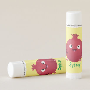 Cute happy pomegranate fruit cartoon lip balm