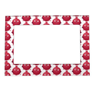 Cute happy pomegranate fruit cartoon magnetic frame