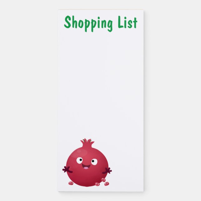 Cute happy pomegranate fruit cartoon  magnetic notepad (Front)