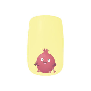 Cute happy pomegranate fruit cartoon minx nail art