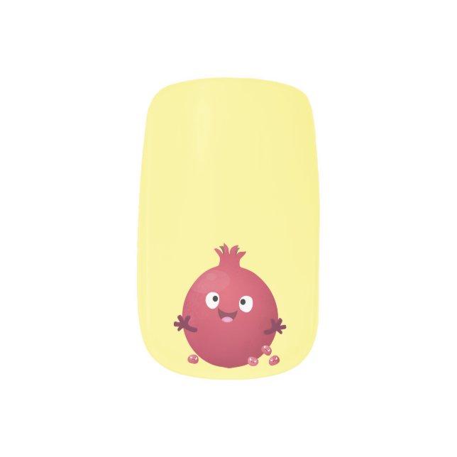 Cute happy pomegranate fruit cartoon minx nail art (Left Thumb)