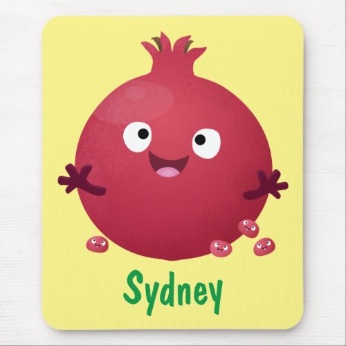 Cute happy pomegranate fruit cartoon mouse pad