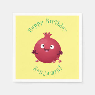 Cute happy pomegranate fruit cartoon napkins