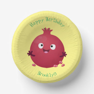 Cute happy pomegranate fruit cartoon paper bowls