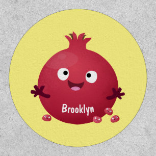 Cute happy pomegranate fruit cartoon patch
