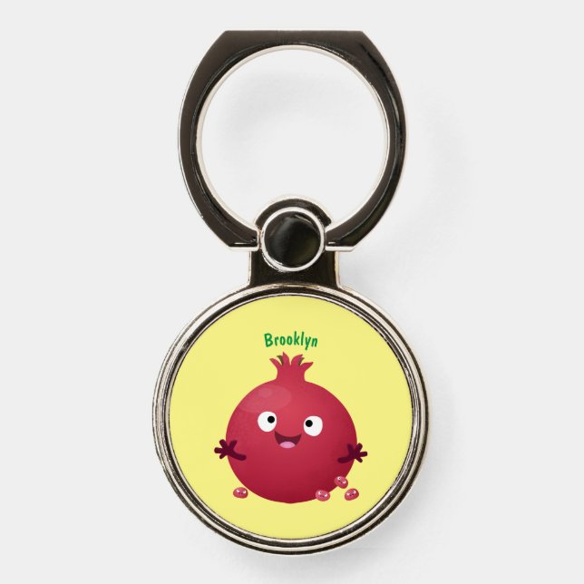 Cute happy pomegranate fruit cartoon phone ring stand (Front)