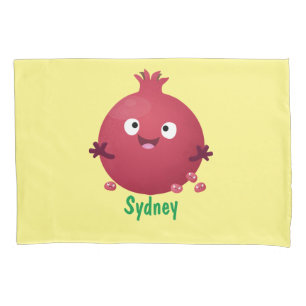 Cute happy pomegranate fruit cartoon pillow case