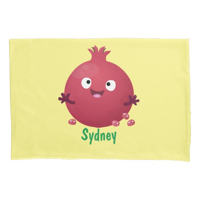 Cute happy pomegranate fruit cartoon pillow case (Front)