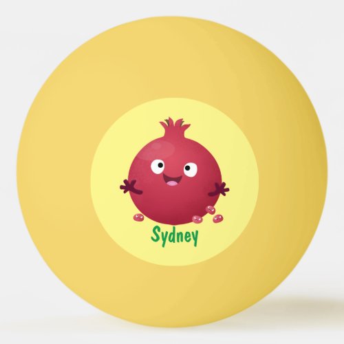 Cute happy pomegranate fruit cartoon ping pong ball