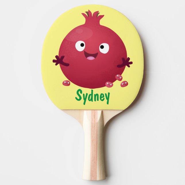 Cute happy pomegranate fruit cartoon ping pong paddle (Front)