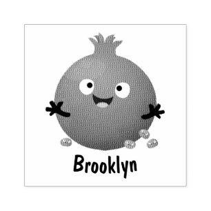 Cute happy pomegranate fruit cartoon rubber stamp