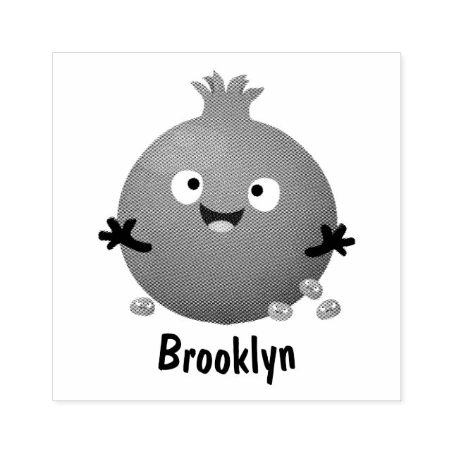 Cute happy pomegranate fruit cartoon rubber stamp (Imprint)