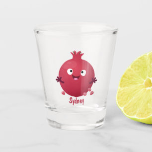 Cute happy pomegranate fruit cartoon shot glass