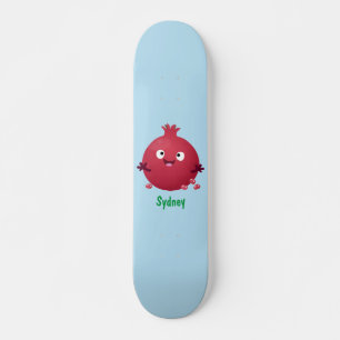 Cute happy pomegranate fruit cartoon skateboard