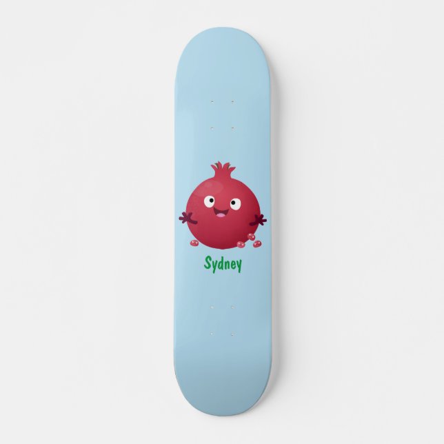 Cute happy pomegranate fruit cartoon skateboard (Front)