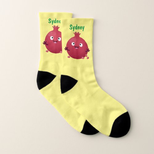 Cute happy pomegranate fruit cartoon  socks