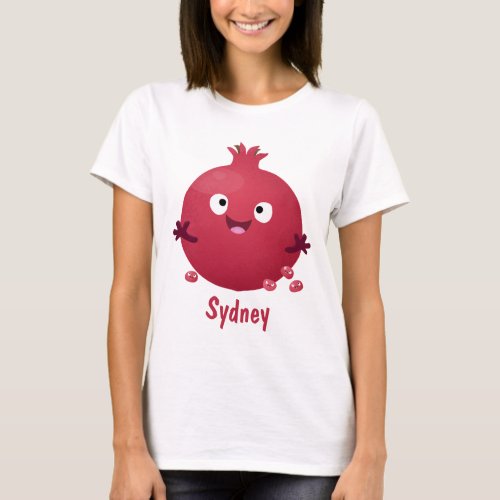 Cute happy pomegranate fruit cartoon T_Shirt