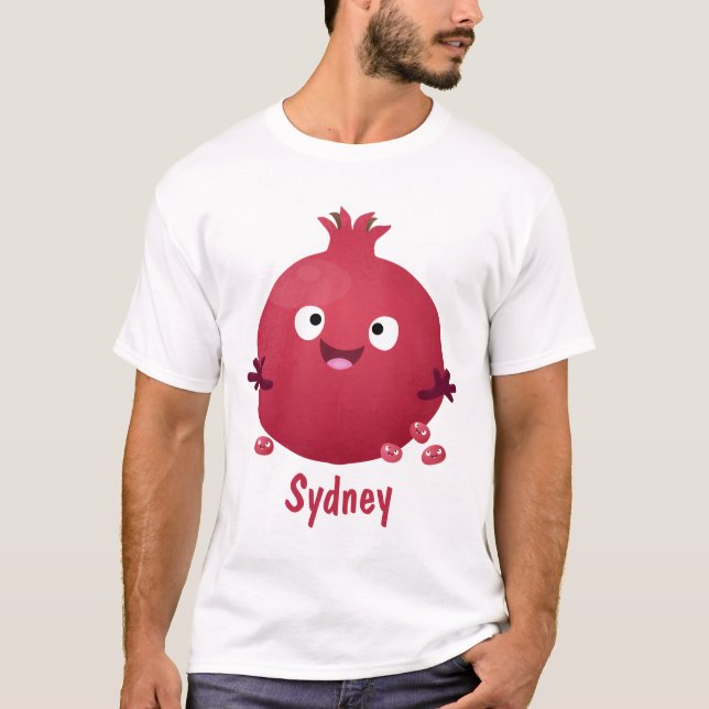 Cute happy pomegranate fruit cartoon T-Shirt (Front)