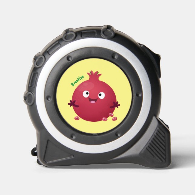 Cute happy pomegranate fruit cartoon tape measure (Front)