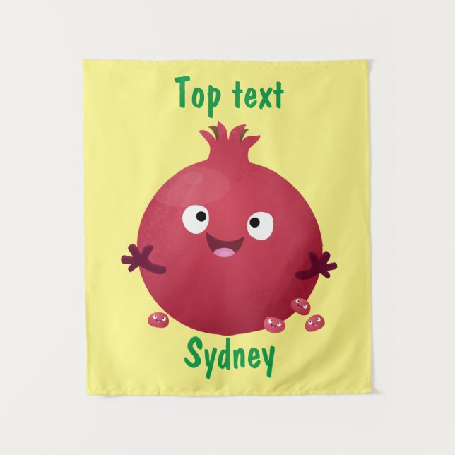 Cute happy pomegranate fruit cartoon tapestry (Front)