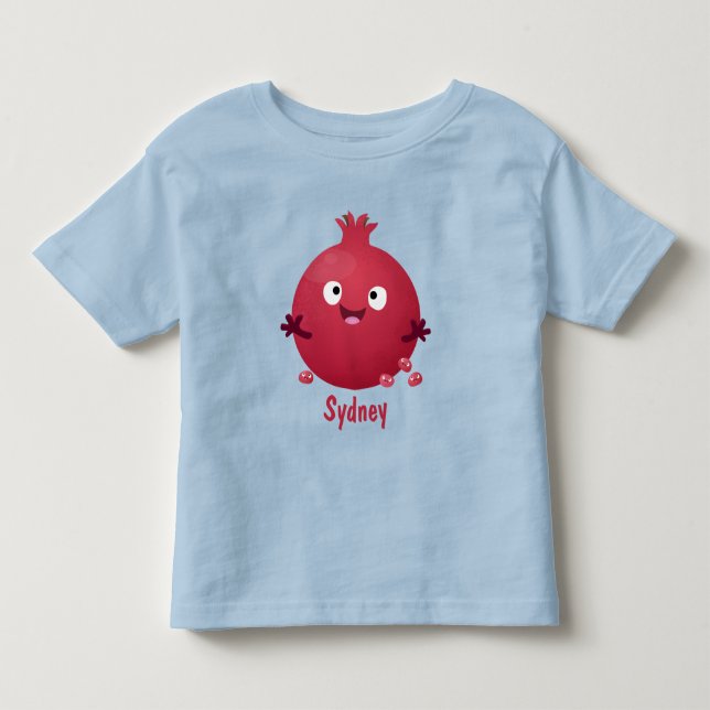 Cute happy pomegranate fruit cartoon toddler t-shirt (Front)