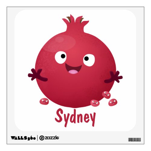 Cute happy pomegranate fruit cartoon wall decal