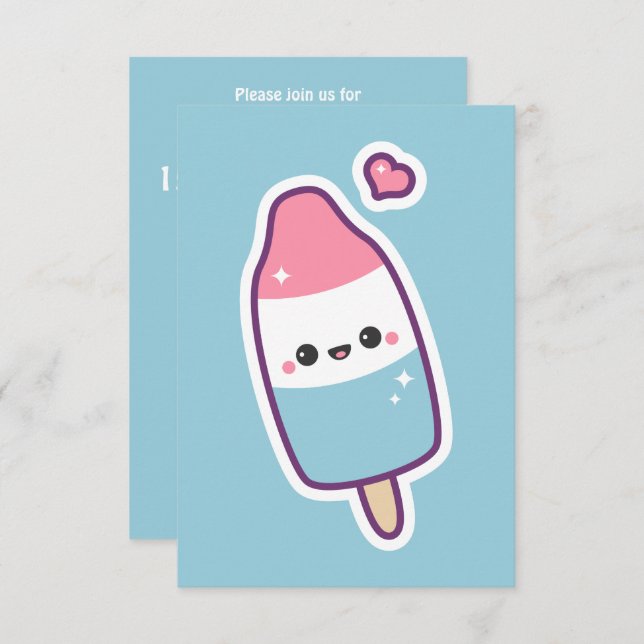 Cute Happy Popsicle Birthday Invitations (Front/Back)