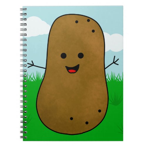 Cute Happy Potato in the Garden Notebook
