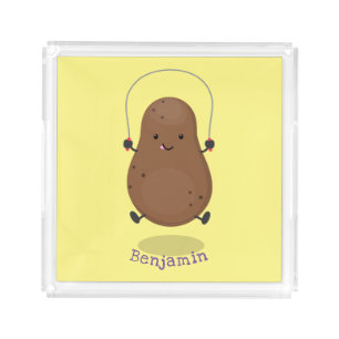 Cute happy potato jumping rope cartoon acrylic tray