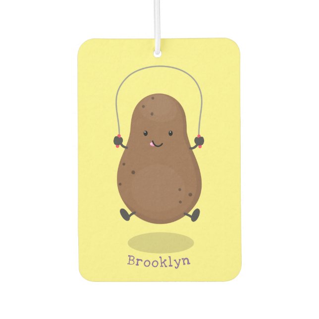 Cute happy potato jumping rope cartoon air freshener (Front)