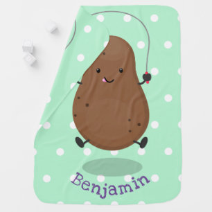 Cute happy potato jumping rope cartoon baby blanket