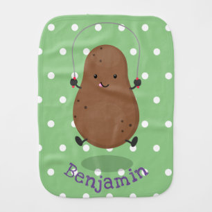 Cute happy potato jumping rope cartoon baby burp cloth