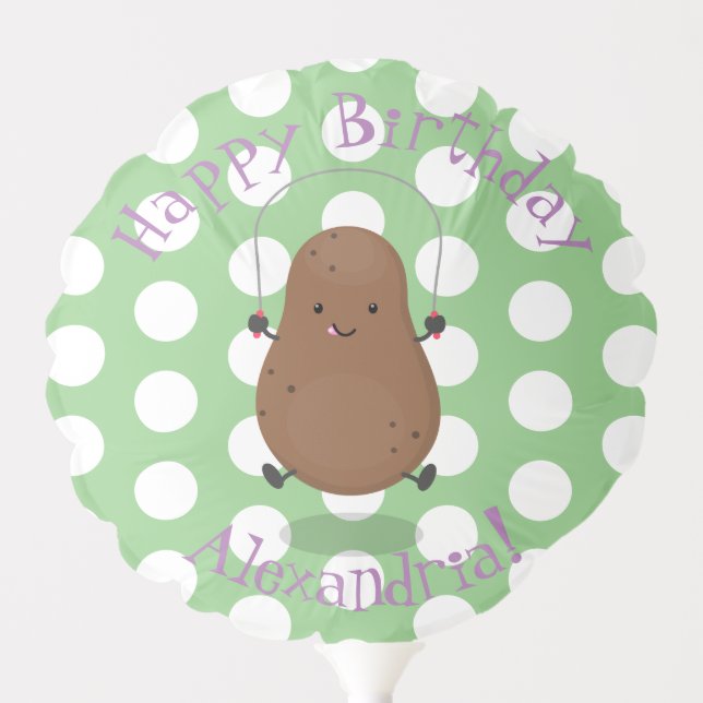Cute happy potato jumping rope cartoon balloon (Front)