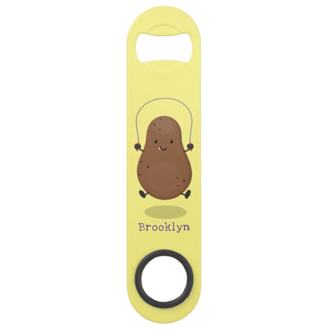 Cute happy potato jumping rope cartoon bar key (Front)