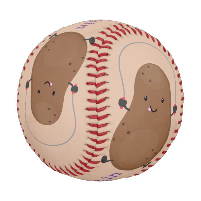 Cute happy potato jumping rope cartoon baseball (Angled)