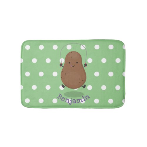 Cute happy potato jumping rope cartoon bath mat