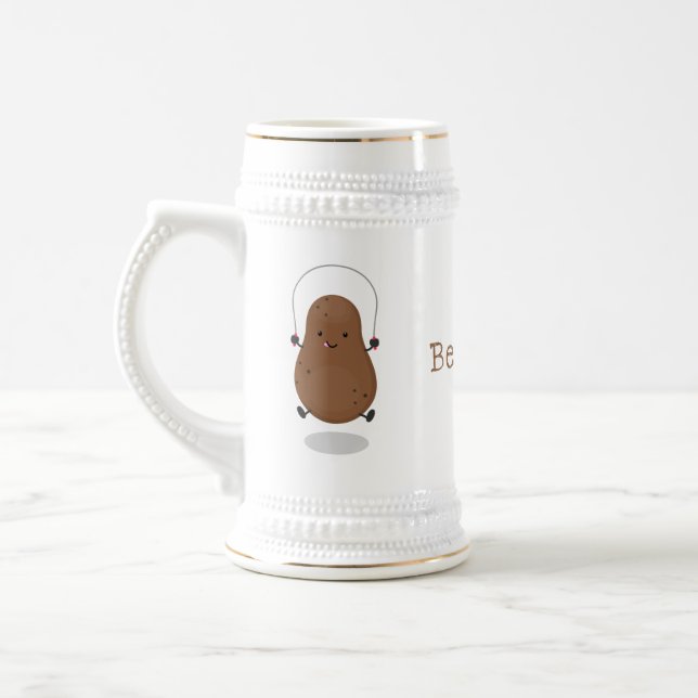 Cute happy potato jumping rope cartoon beer stein (Left)