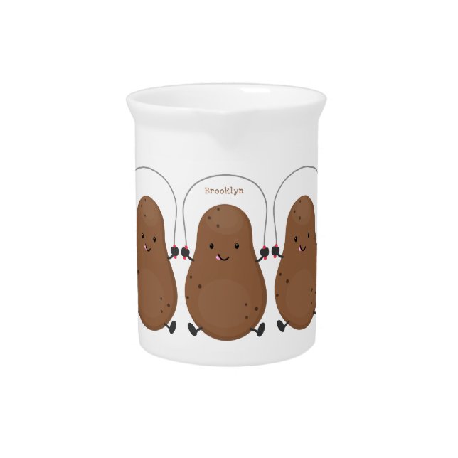 Cute happy potato jumping rope cartoon beverage pitcher (Front)