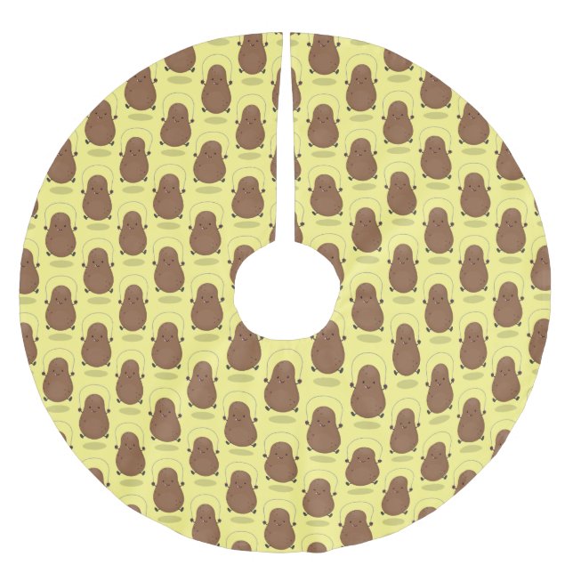 Cute happy potato jumping rope cartoon brushed polyester tree skirt (Front)