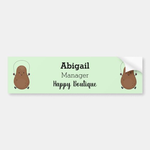 Cute happy potato jumping rope cartoon  bumper sticker